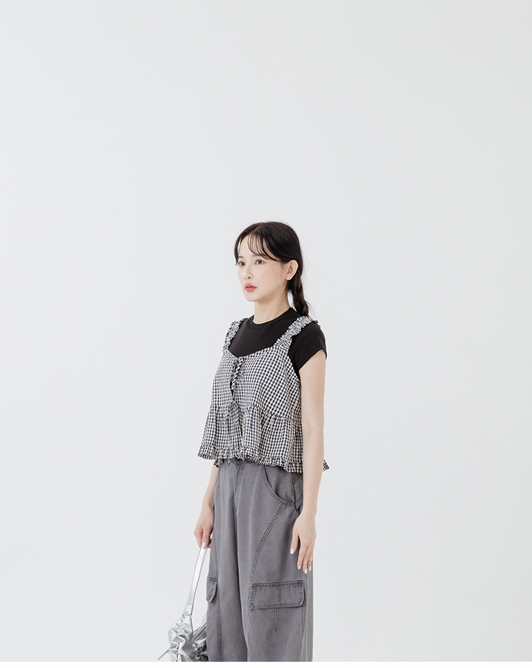 チェックペプラムタンクトップ 2色展開