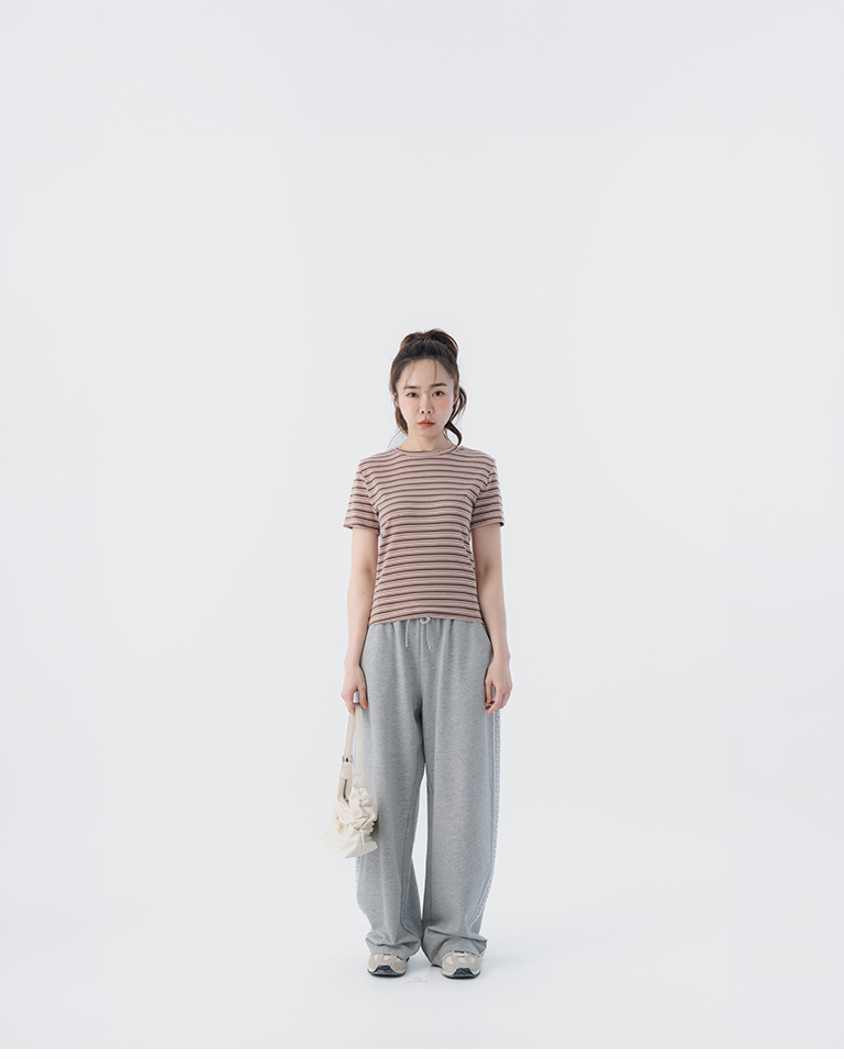 ストライプクルーネックトップス 4色展開