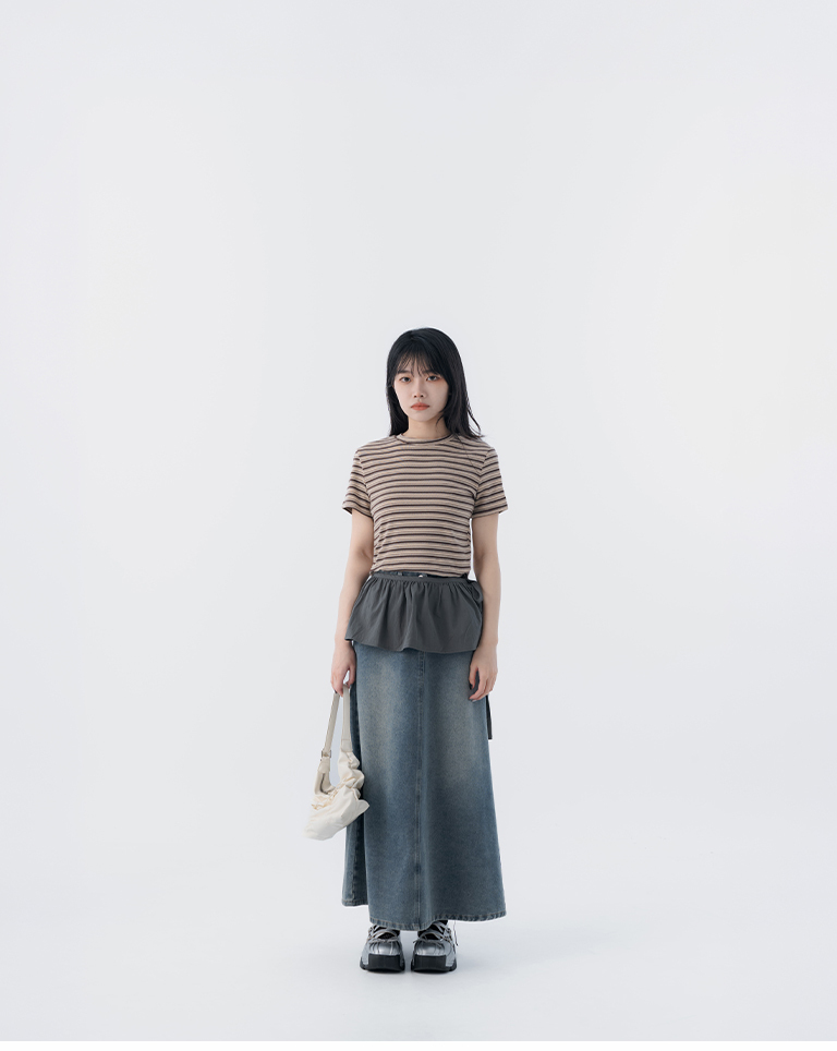 ストライプクルーネックトップス 4色展開