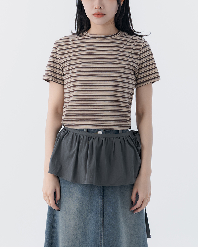 ストライプクルーネックトップス 4色展開