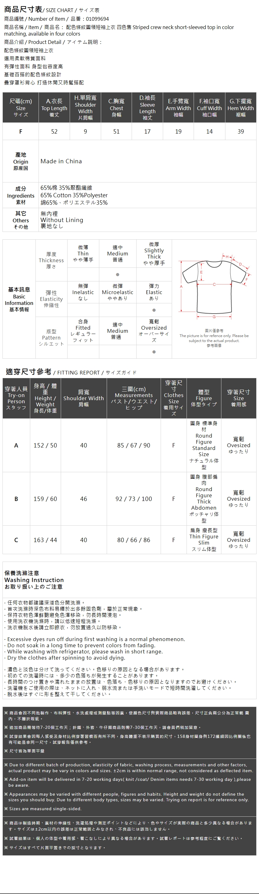 ストライプクルーネックトップス 4色展開