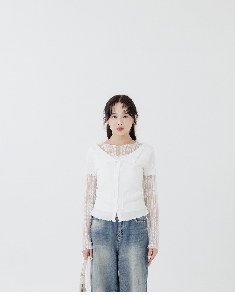 夏4未到---メロウレースドッキングトップス 3色展開