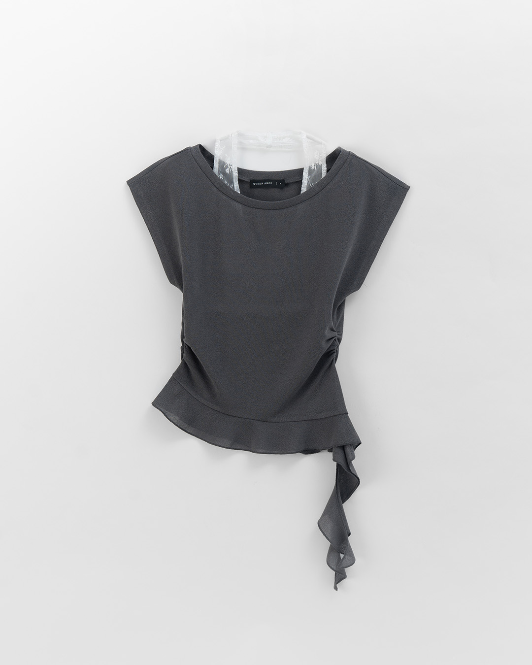 レースドッキングフリルトップス 3色展開