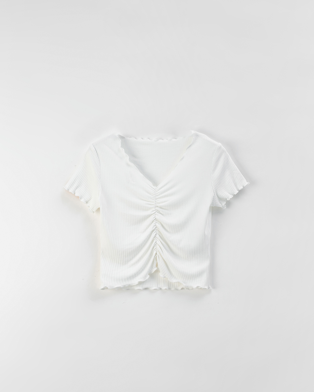 メローフリルリブクロップドトップス 4色展開
