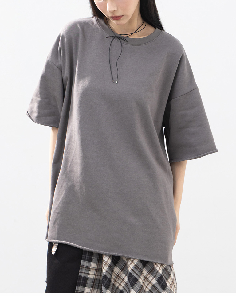 ロールヘムワイドシルエット半袖トップス 3色展開