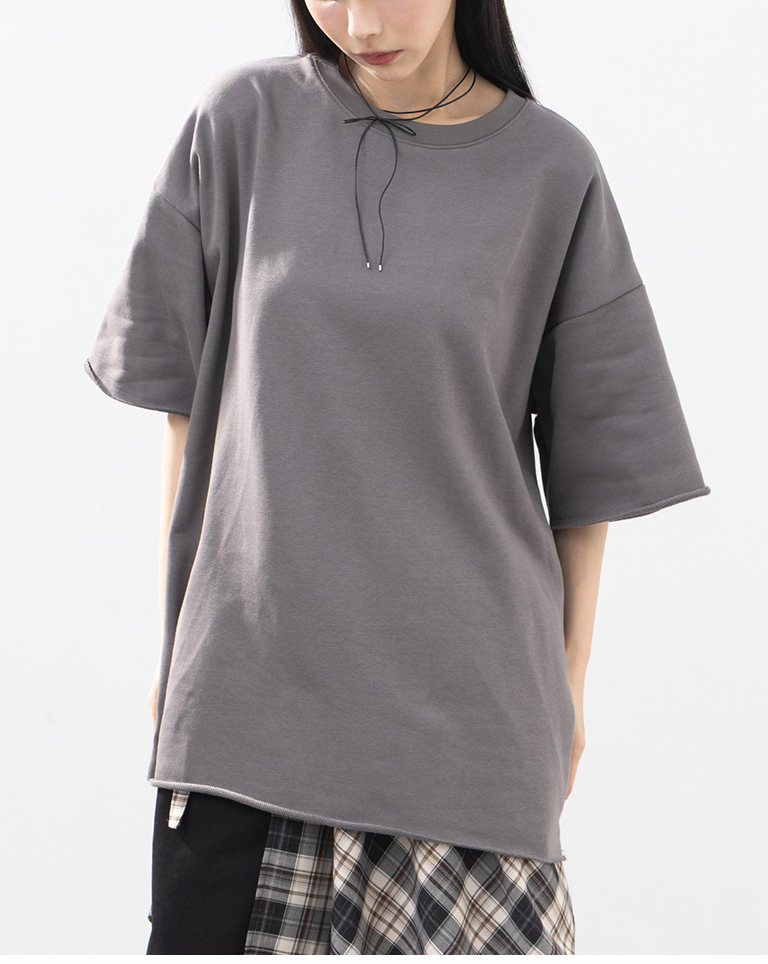 ロールヘムワイドシルエット半袖トップス 3色展開