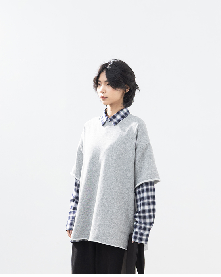 ロールヘムワイドシルエット半袖トップス 3色展開