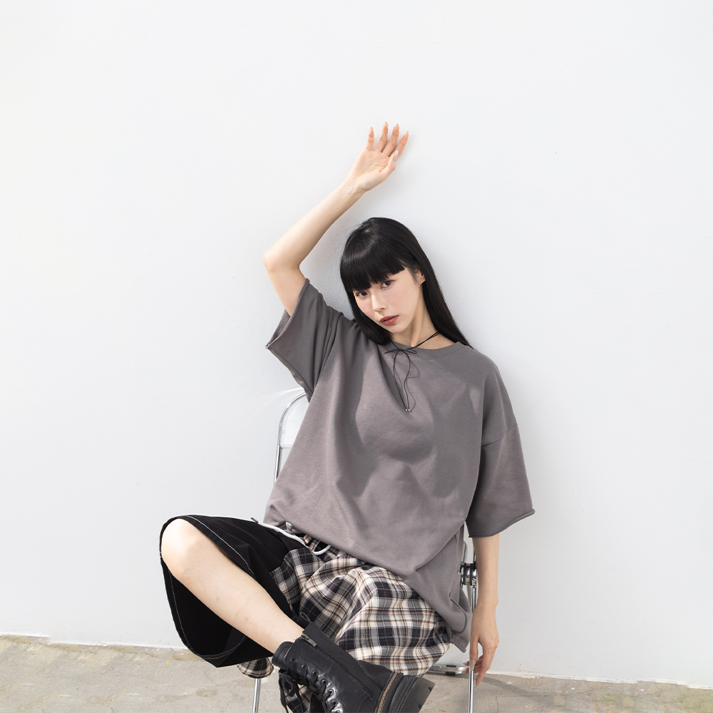 ロールヘムワイドシルエット半袖トップス 3色展開