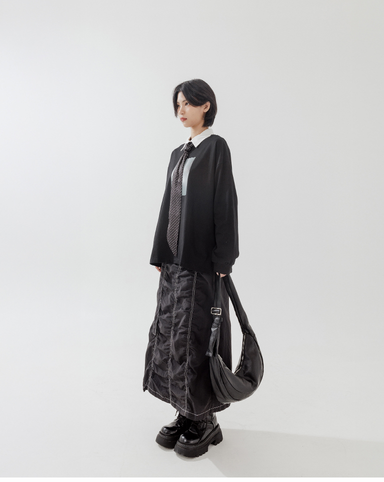 プリント長袖トップス