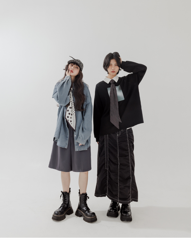 プリント長袖トップス