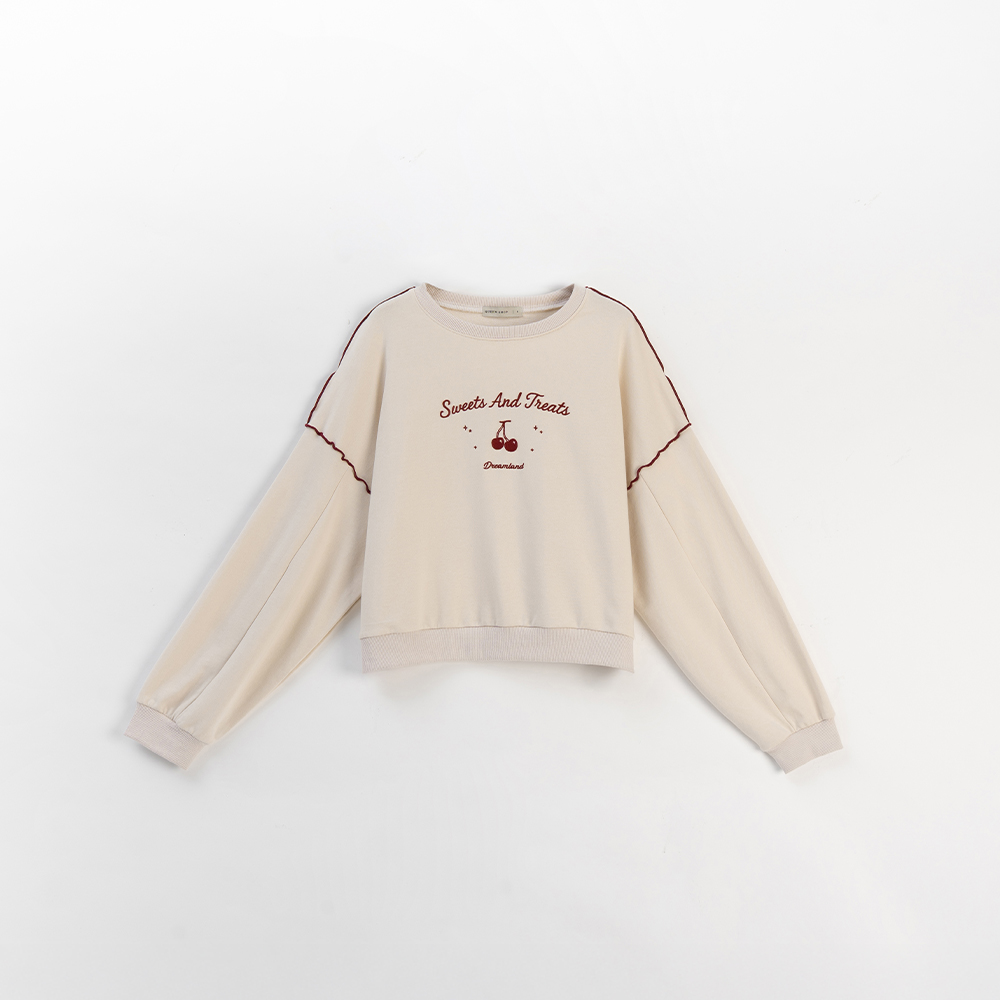 チェリー刺繍フリルスウェット 2色展開