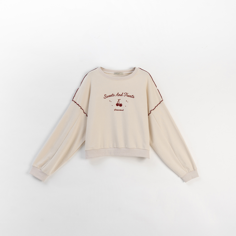 チェリー刺繍フリルスウェット 2色展開