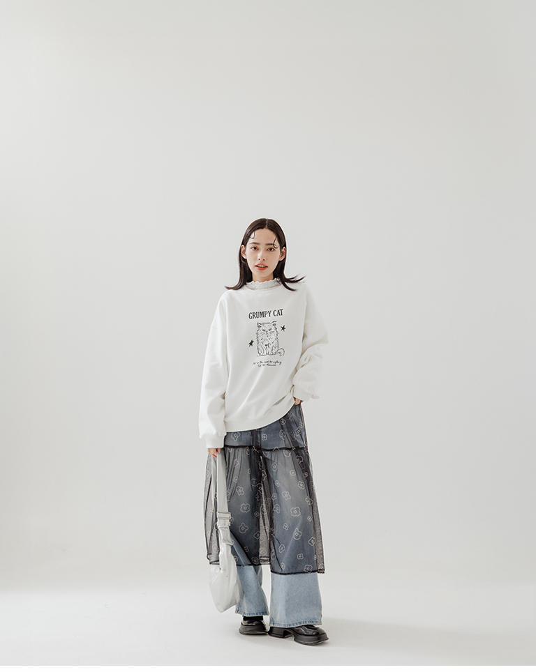 キャットプリントスウェット 2色展開