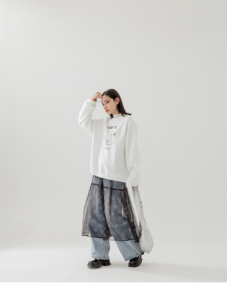 キャットプリントスウェット 2色展開