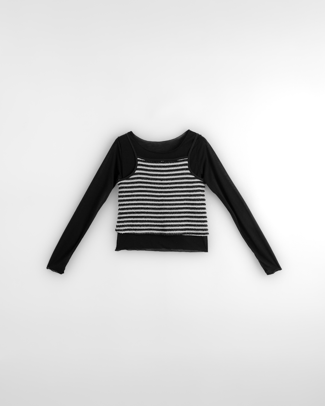 ストライプニット2点セットトップス