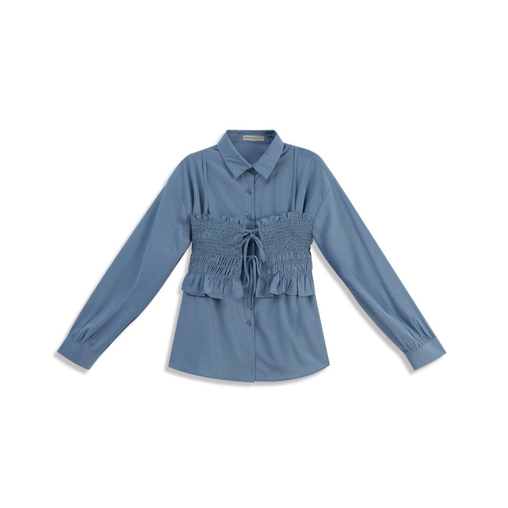 2WAYギャザービスチェシャツ 2色展開