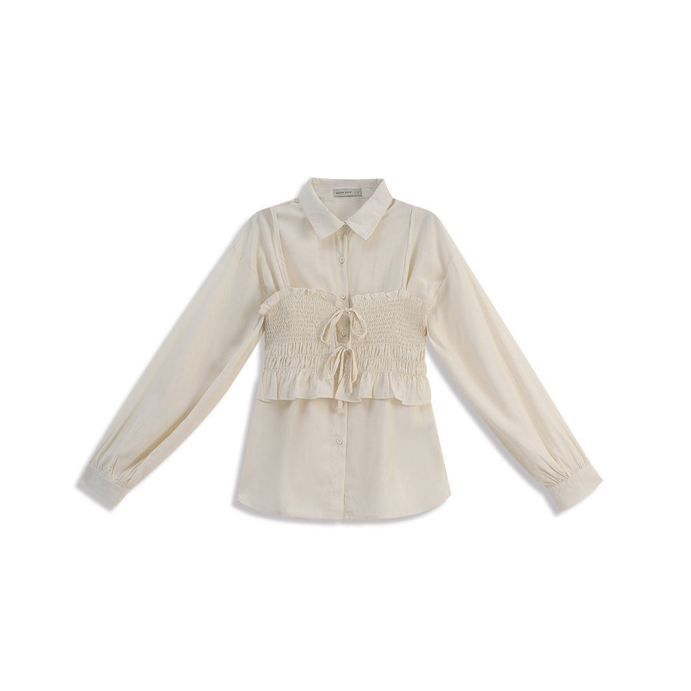 2WAYギャザービスチェシャツ 2色展開