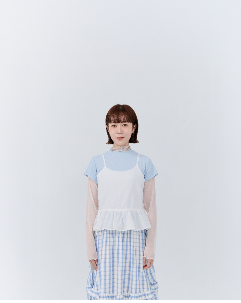 フリルヘム2点セット半袖トップス 2色展開