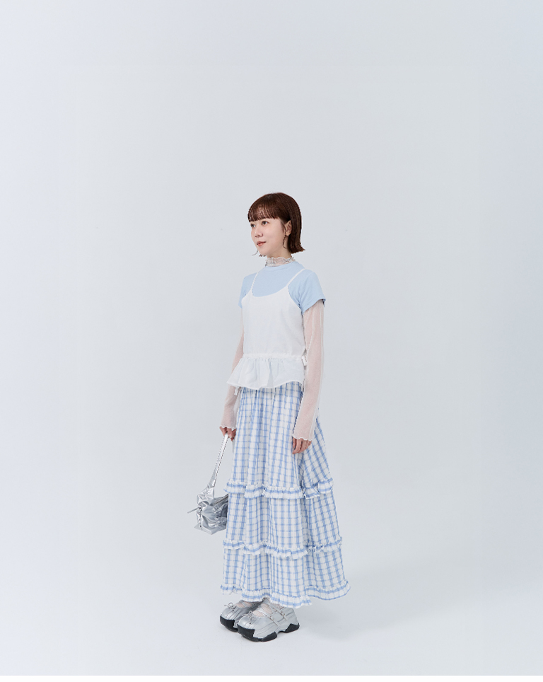 フリルヘム2点セット半袖トップス 2色展開