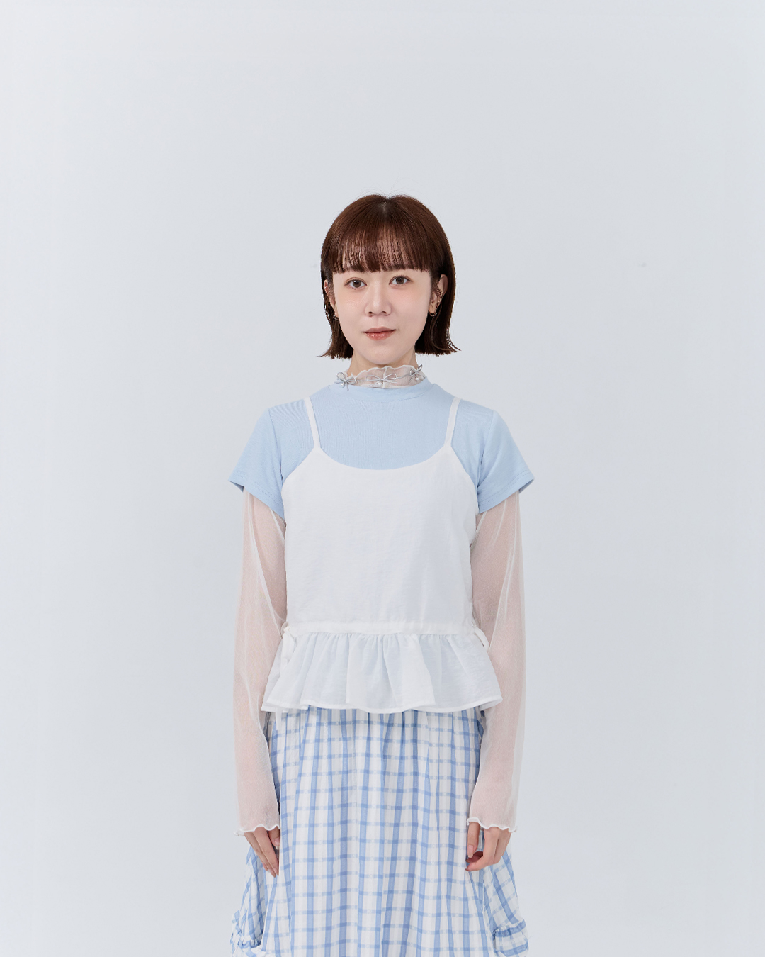 フリルヘム2点セット半袖トップス 2色展開
