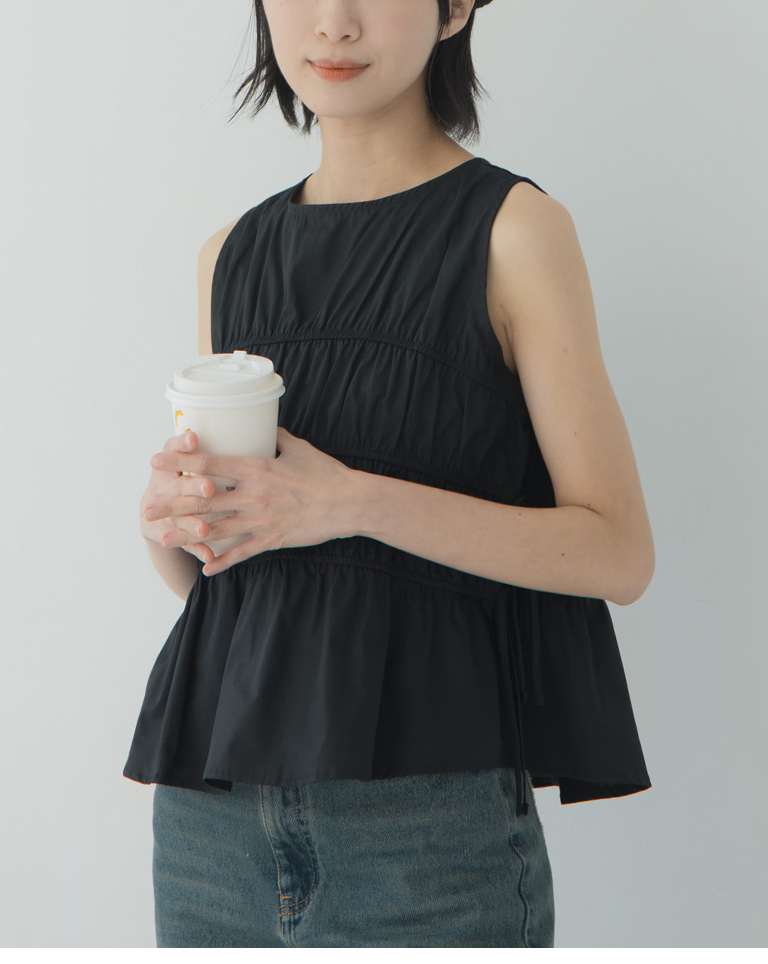 サイドリボンギャザーベスト 2色展開