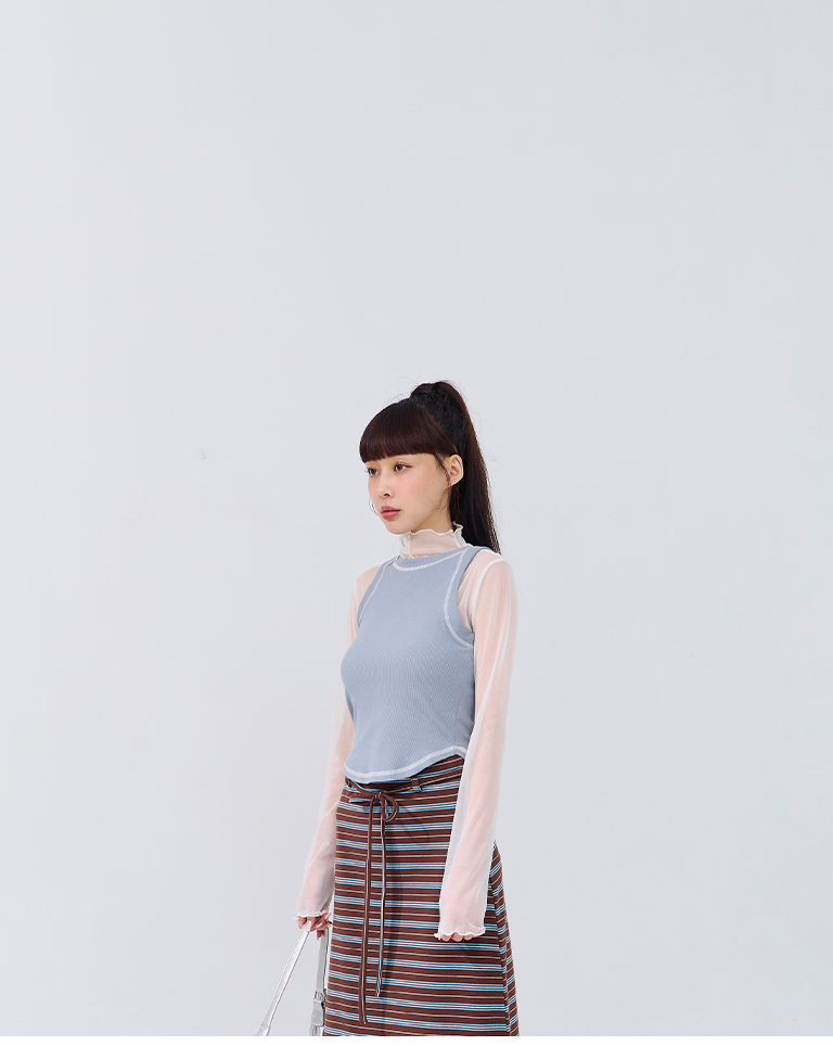 配色ステッチタンクベスト 3色展開