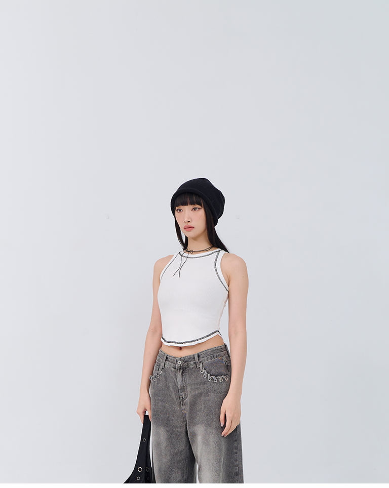 配色ステッチタンクベスト 3色展開