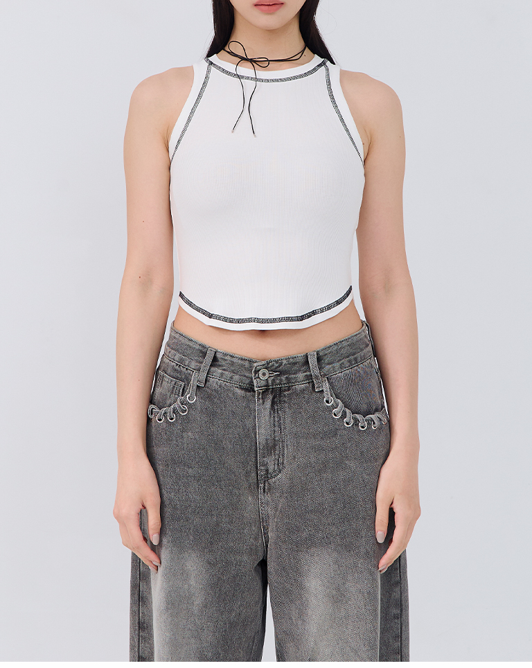 配色ステッチタンクベスト 3色展開