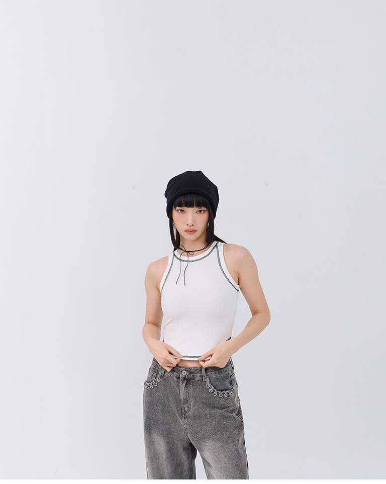 配色ステッチタンクベスト 3色展開