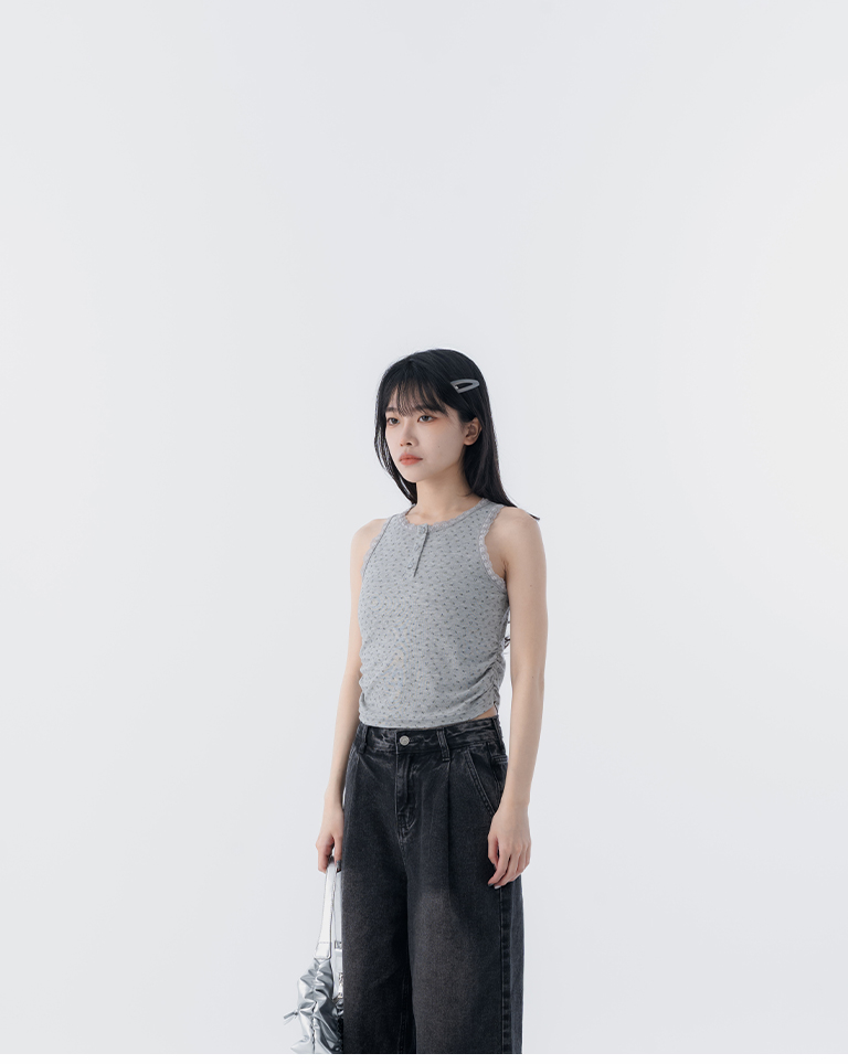 春12未到---フラワーレースサイドギャザーベスト 2色展開