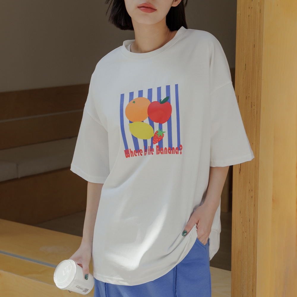 フルーツプリントルーズTシャツ 01190215