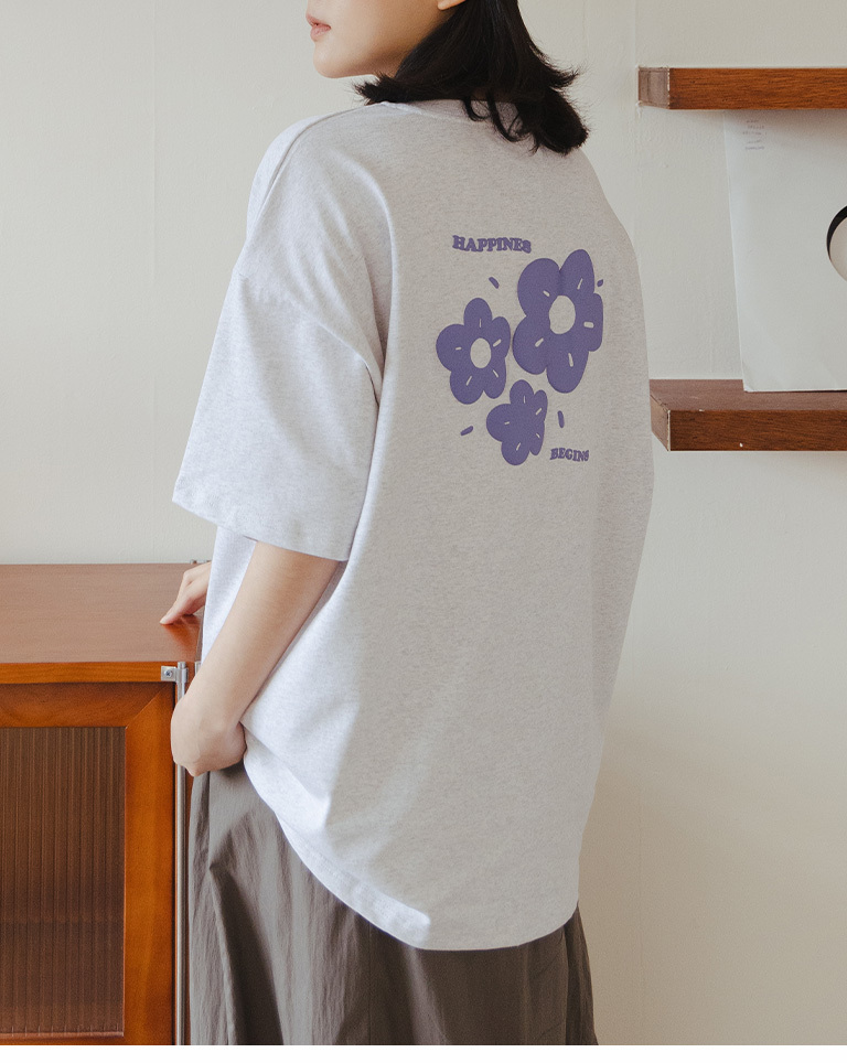 フラワープリントワイドTシャツ  3色展開