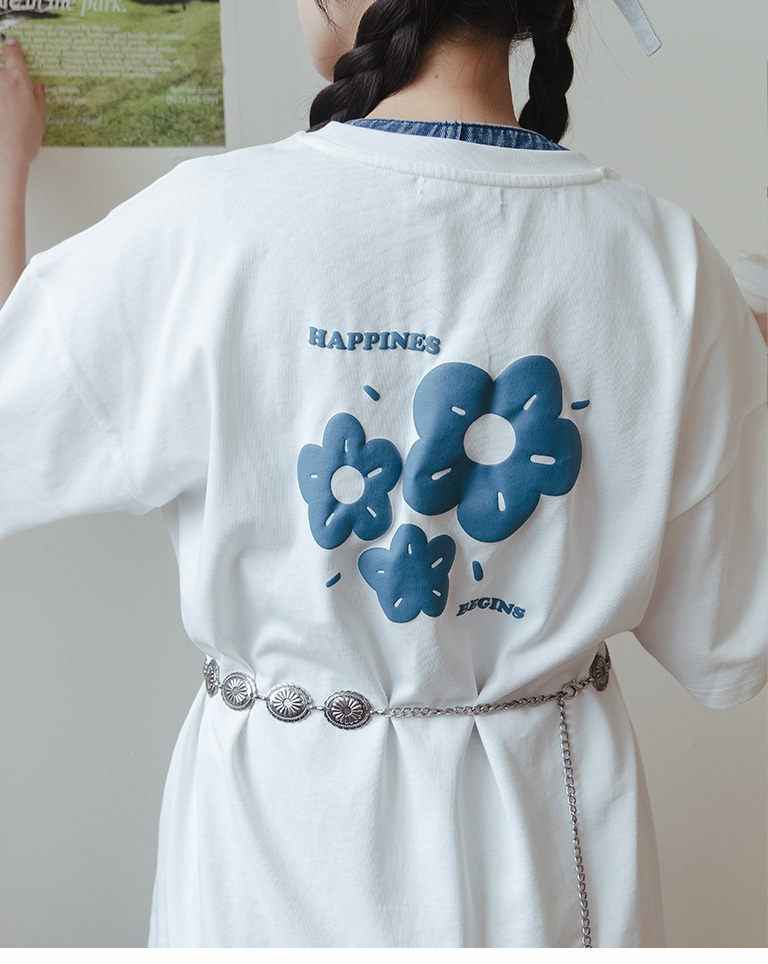 フラワープリントワイドTシャツ  3色展開