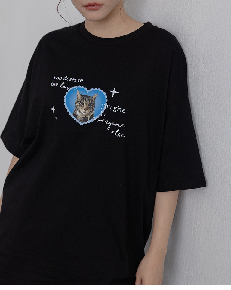 キャットプリントワイドTシャツ 2色展開