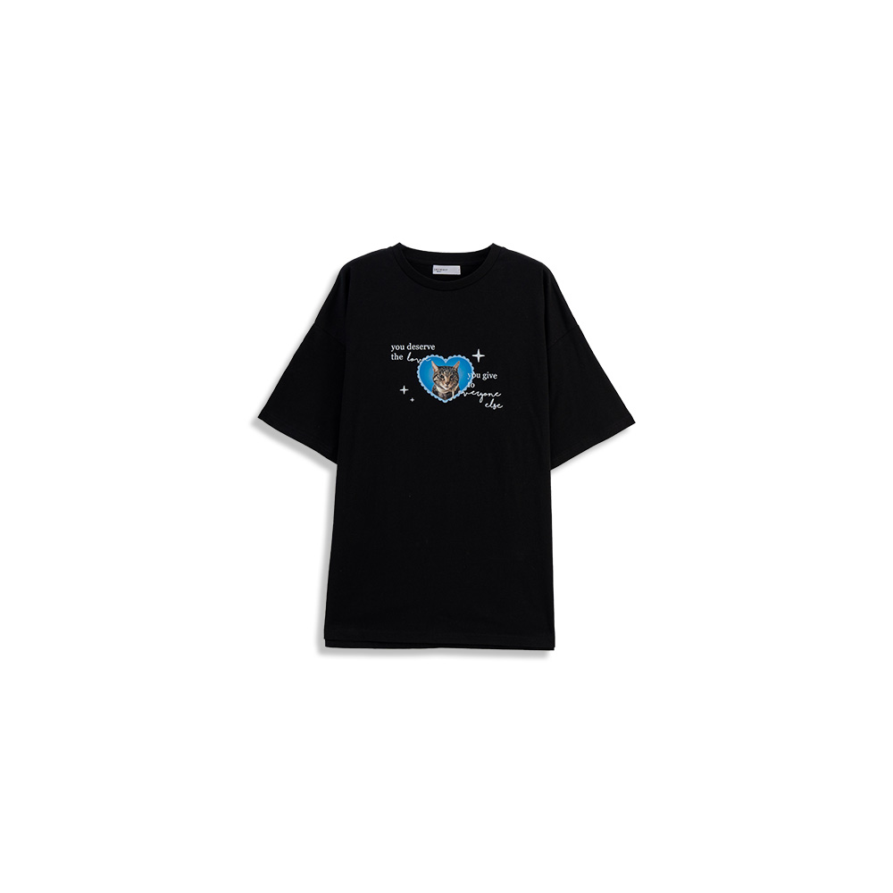 キャットプリントワイドTシャツ 2色展開