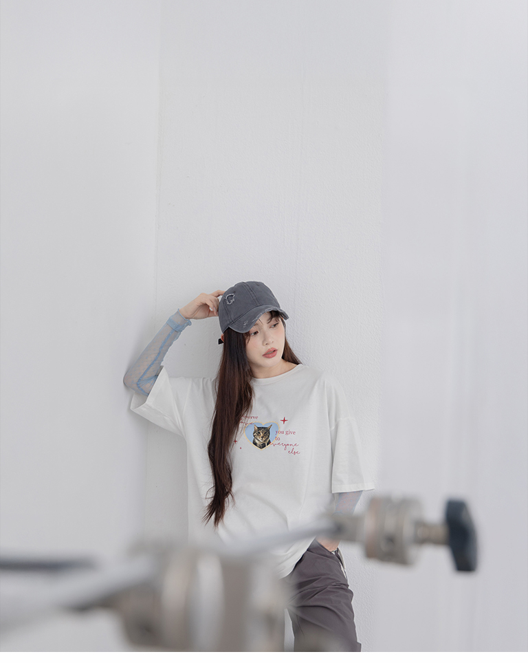 キャットプリントワイドTシャツ 2色展開