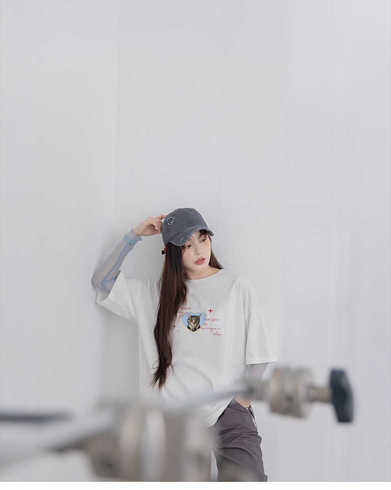 キャットプリントワイドTシャツ 2色展開