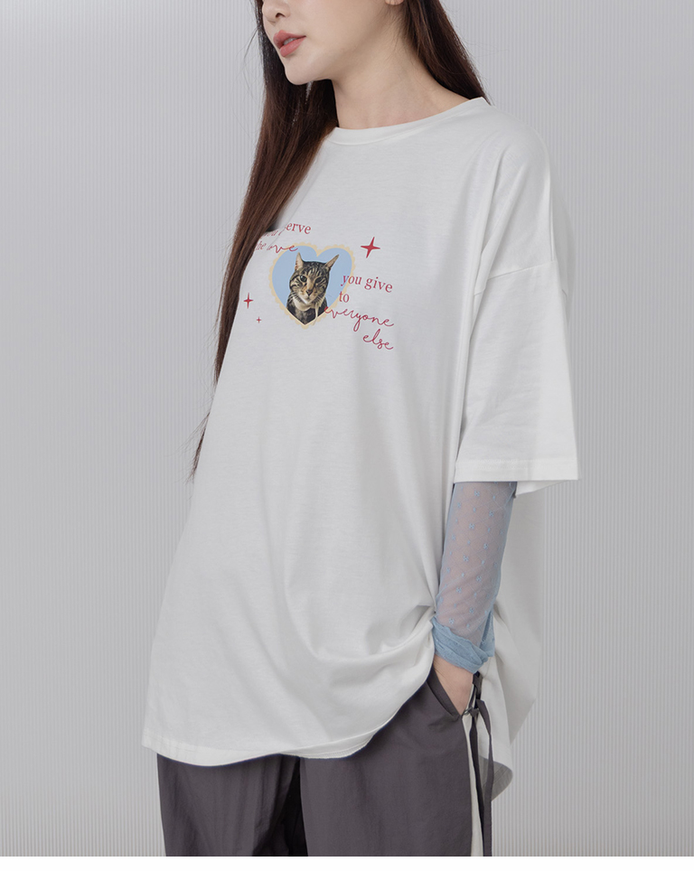 キャットプリントワイドTシャツ 2色展開