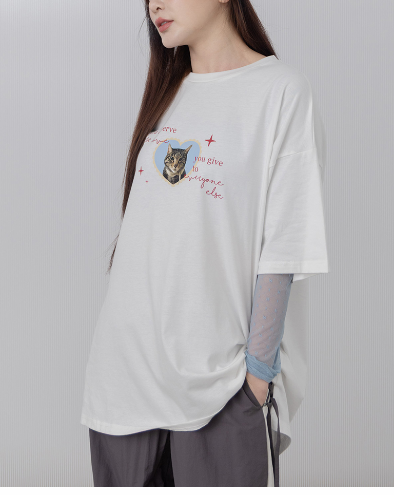 キャットプリントワイドTシャツ 2色展開