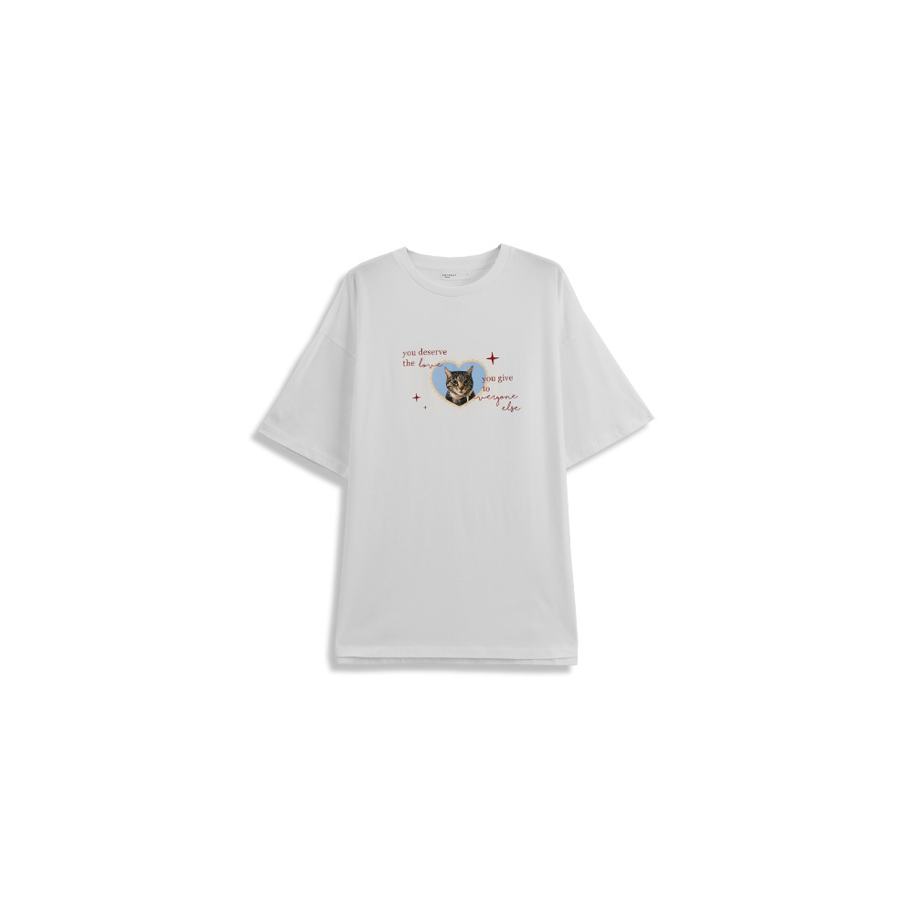 キャットプリントワイドTシャツ 2色展開