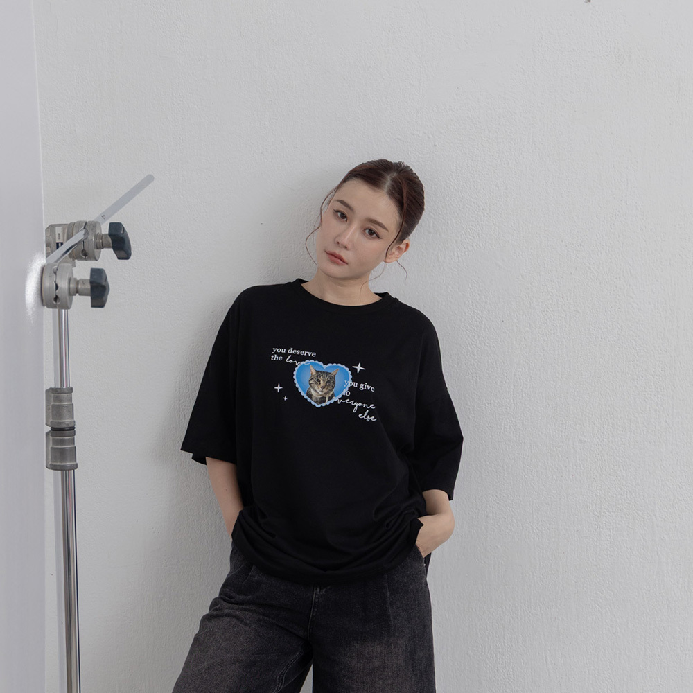 キャットプリントワイドTシャツ 2色展開