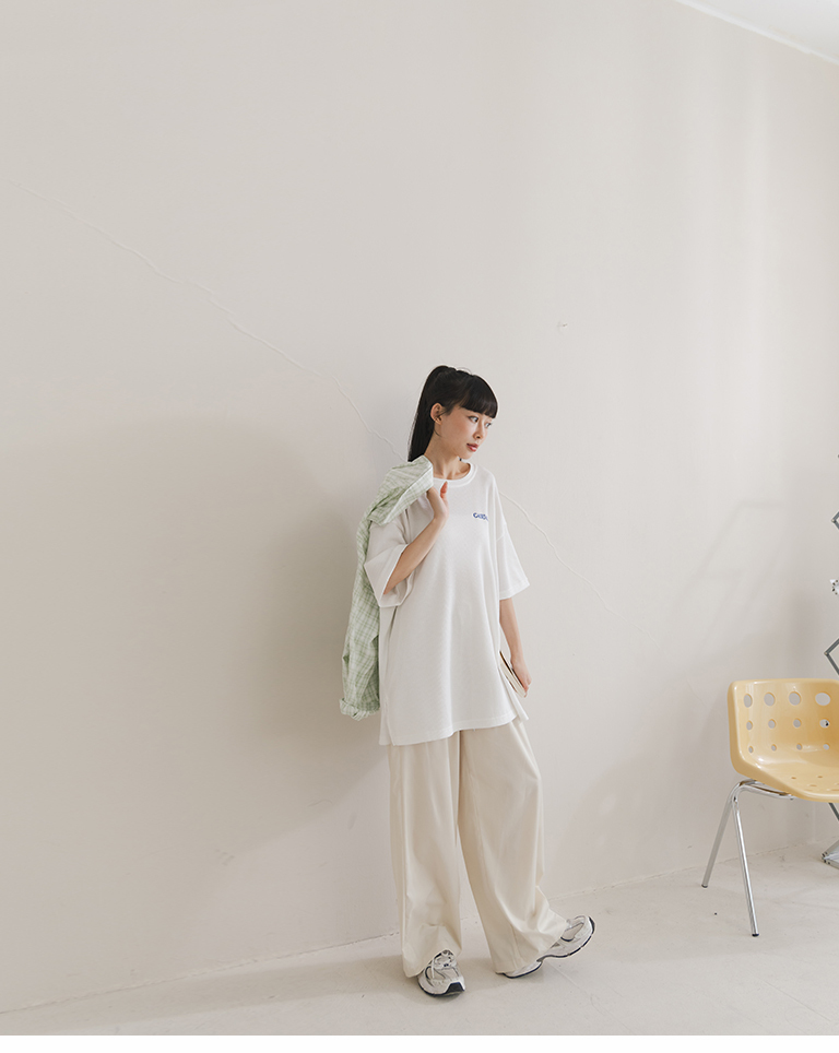 オーバーサイズワッフル半袖Tシャツ 4色展開