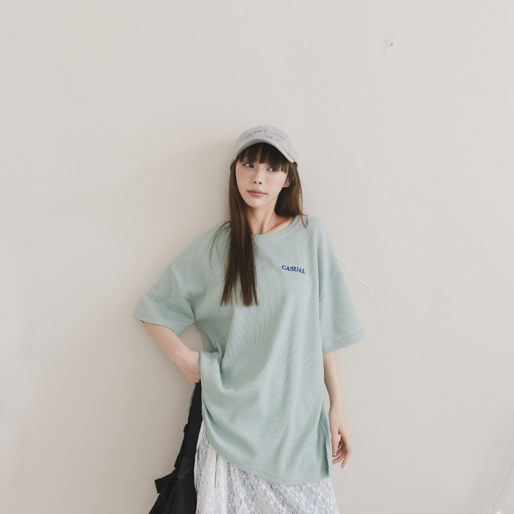オーバーサイズワッフル半袖Tシャツ 4色展開