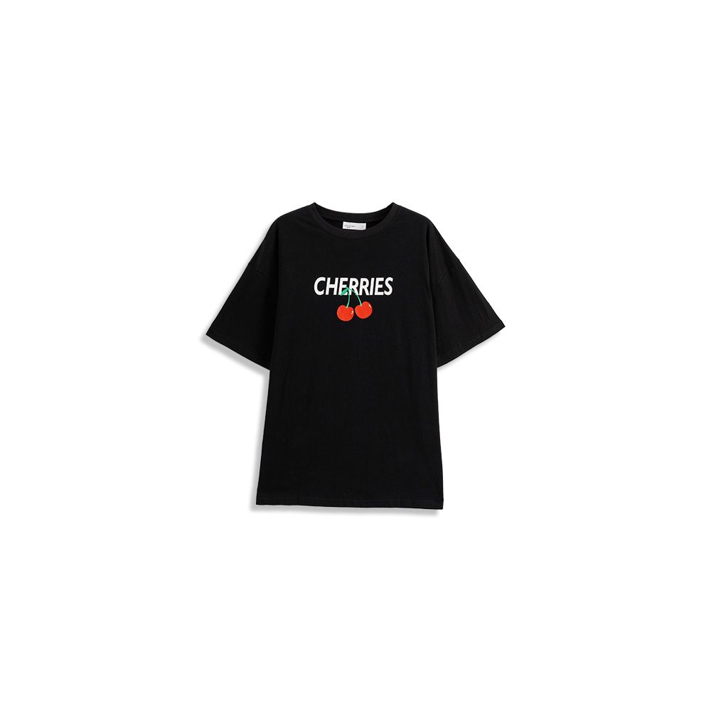 さくらんぼプリントワイド半袖Tシャツ 2色展開