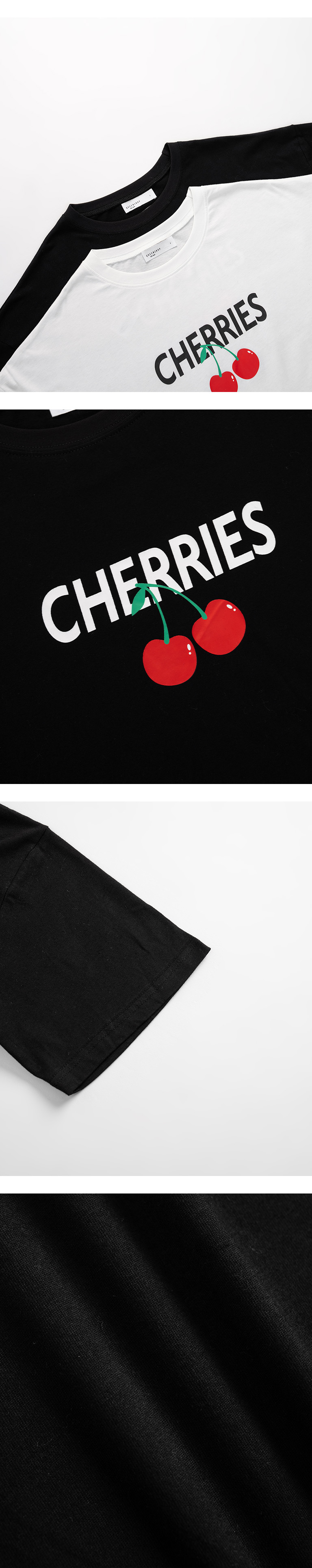 さくらんぼプリントワイド半袖Tシャツ 2色展開
