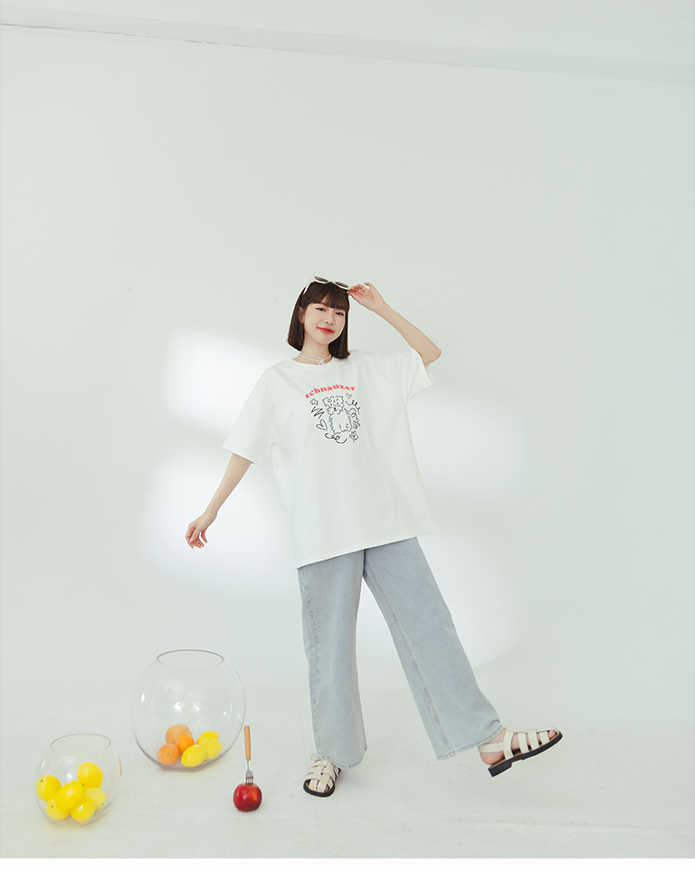 シュナウザープリントワイドトップス