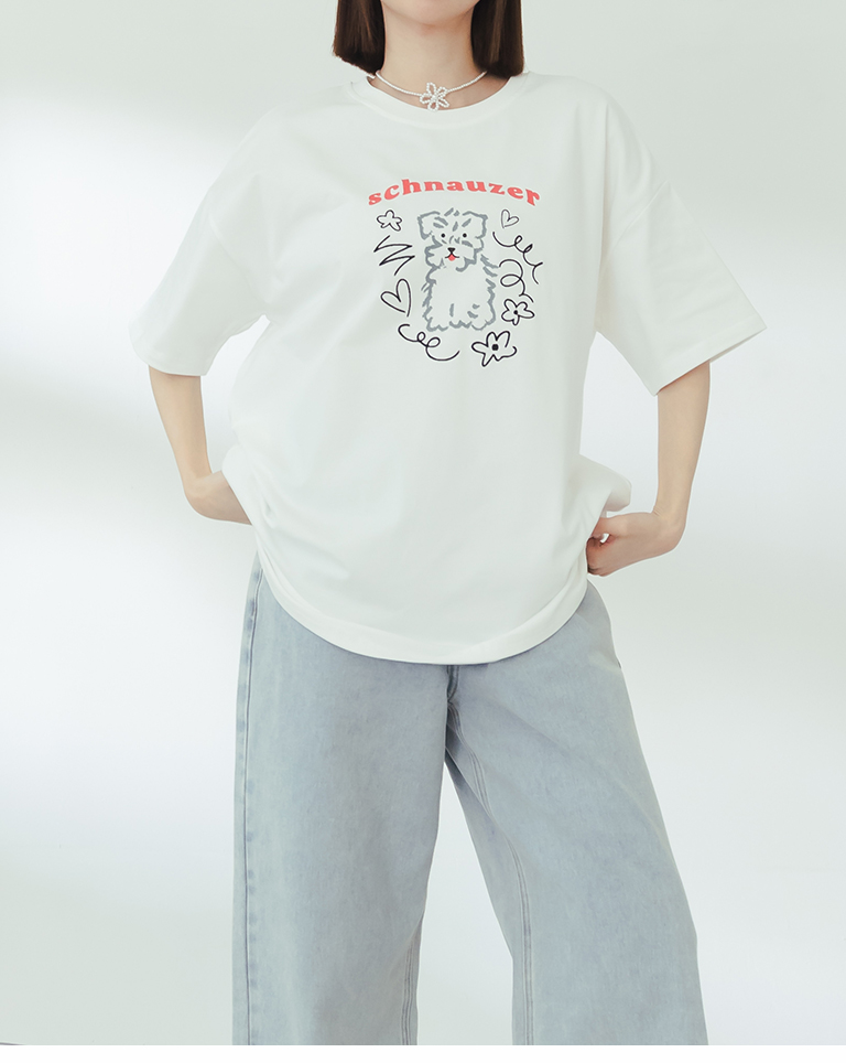 シュナウザープリントワイドトップス