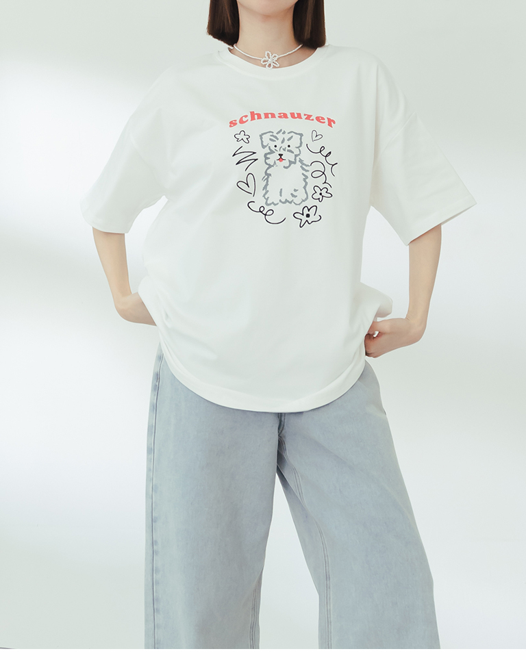 シュナウザープリントワイドトップス
