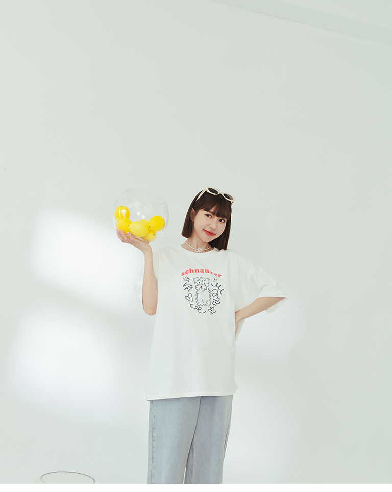 シュナウザープリントワイドトップス