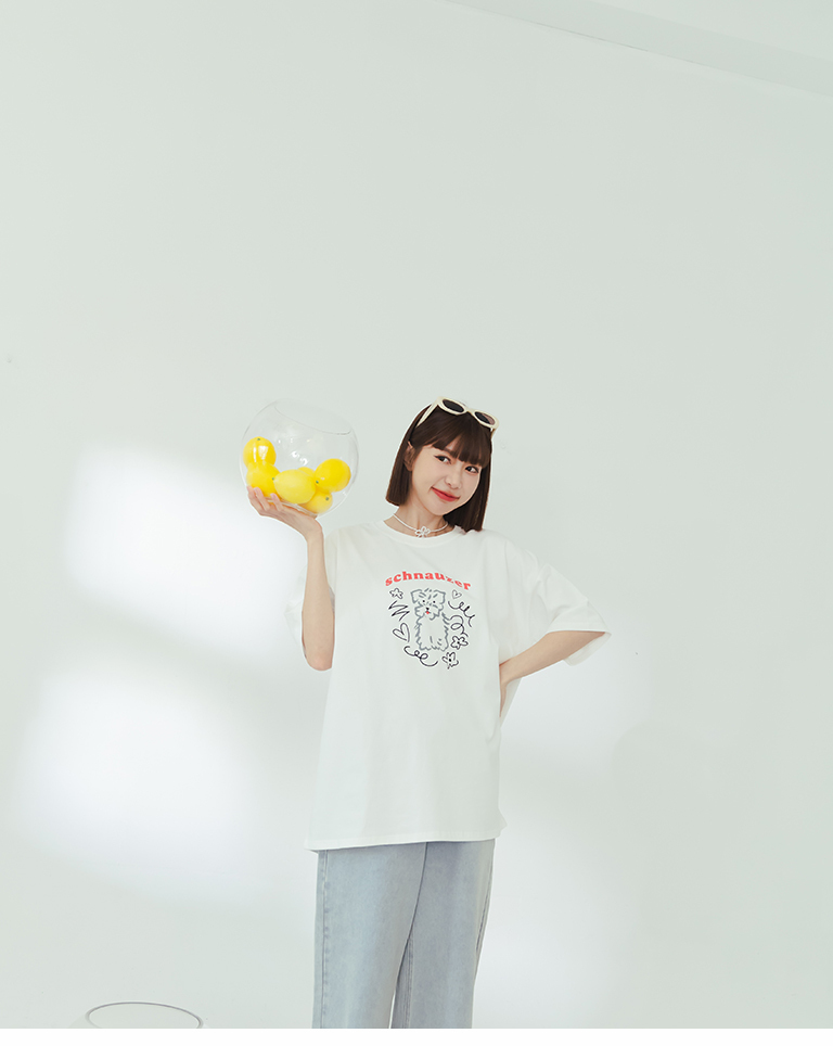 シュナウザープリントワイドトップス